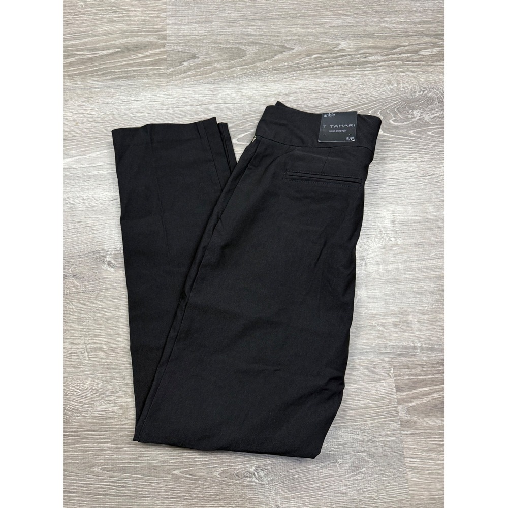 T Tahari True Stretch Black Ankle Pants Womens Small Pull On Slimming Trousers